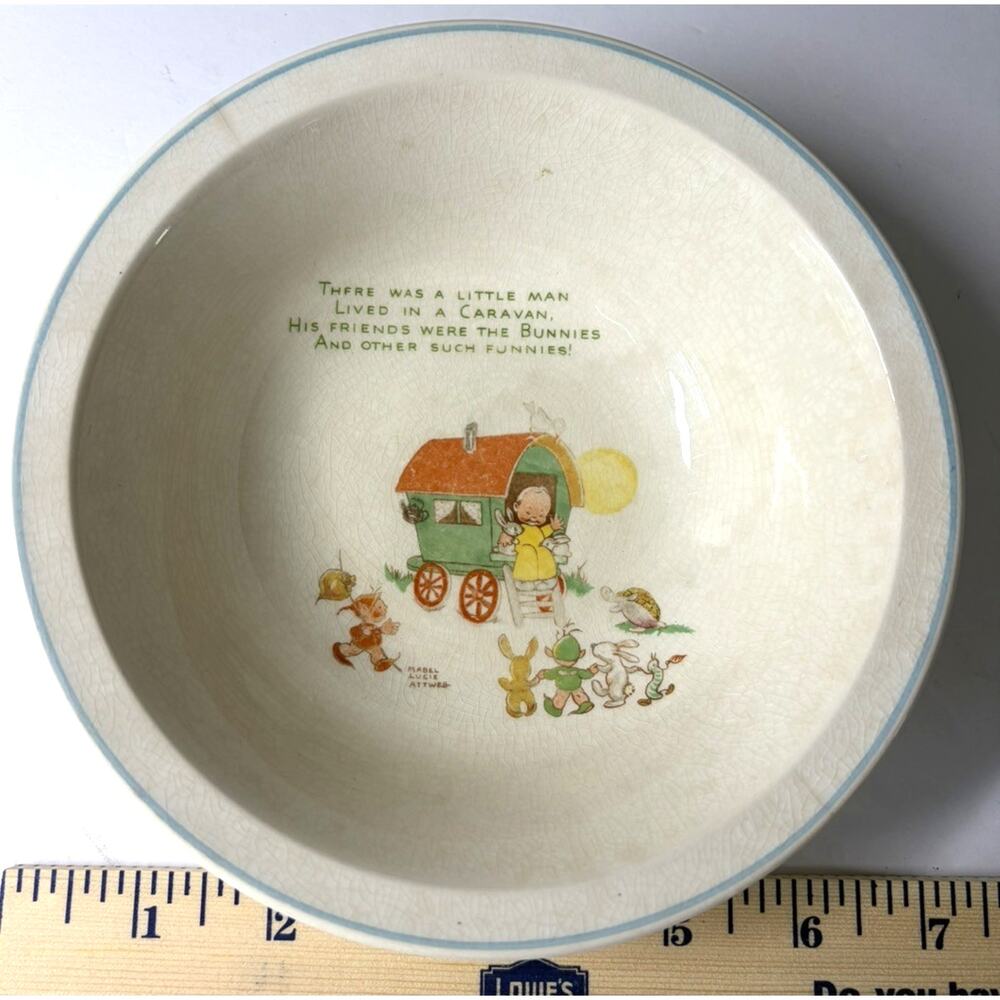 Vintage Simpsons Potters Mabel Lucie Attwell Caravan Nursery Bowl England